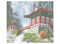 Схема вишивки бісером «Пагода в горах» (50х50)