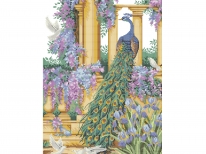 Схема вишивки бісером «Павич з голубами» (50х50)