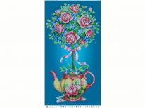 Схема вишивки бісером «Топиарий з трояндами» голубий фон (30x60)