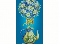 Схема вишивки бісером «Топиарий з магноліями» голубий фон (30x60)